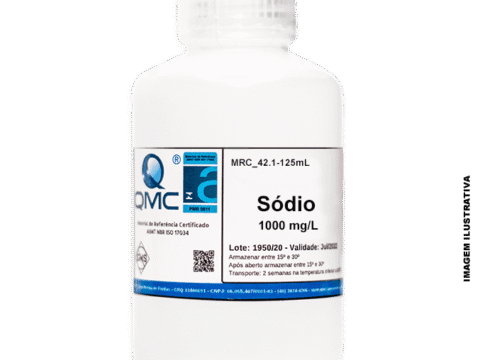 Material de Referência Certificado. MRC Sódio. 1000 mg/L Na. 125 ml