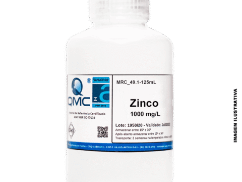 Material de Referência Certificado. MRC Zinco. 1000 mg Zn/L. 125 ml